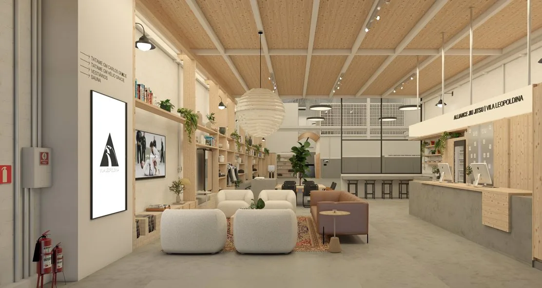Recepção e lounge da unidade